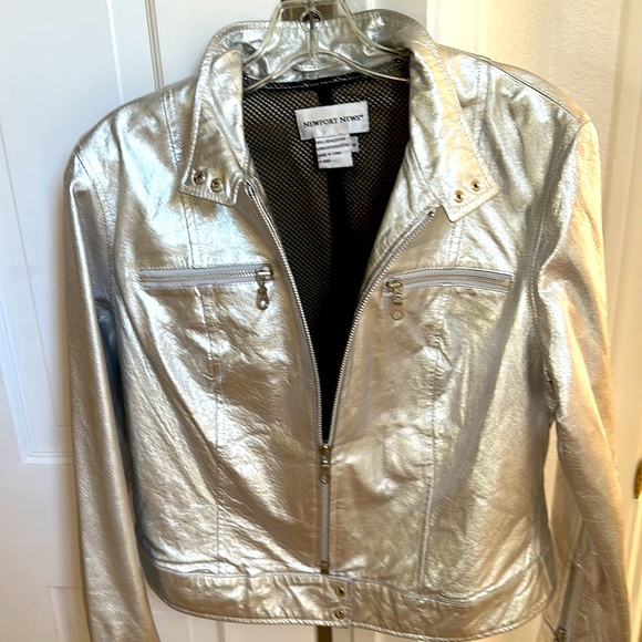 Silver, 100% leather jacket coat size 6 brand new - Picture 2 of 11